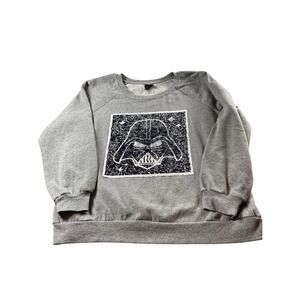 Star Wars Darth Vader Sweatshirt Gray XL Reversible‎ image sequins Adult